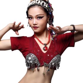 Tribal Coin Top-Burgundy-LXL