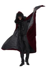 Renaissance Long Burgundy Hooded Cape