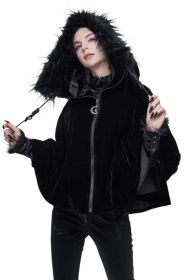 Black Velvet Fur Zipper Hoodie