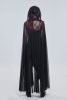 Gothic Black Long Hooded Cape with harness