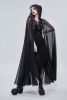 Gothic Black Long Hooded Cape with harness