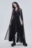 Gothic Black Long Hooded Cape with harness