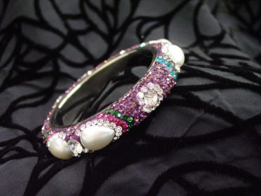 Large Rhinestone Bangle - Purple