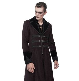 Dark Red Gothic Fur Cross Coat -3XL..