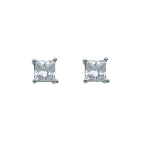 org 6mm square CZ stud, silver