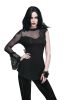 Gothic Asymmetrical Feather Lace Top with Bell Sleeve - S..