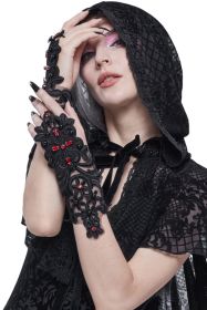 Black Lace Beaded Gloves..