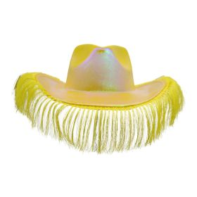 Yellow Metallic Cowboy Hat with Fringes