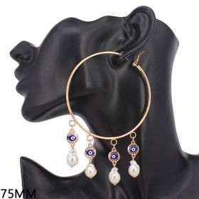 Hoop earring gold  " evileye "