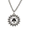 Large Dark Silver Death Skull Roulette Wheel Pendant