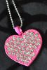 Light Magenta with Clear Stones Friendship Heart Pendant