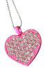 Light Magenta with Clear Stones Friendship Heart Pendant