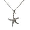 Nautical Rhinestone star fish Necklace - Silver