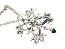 Snake Cross Necklace with Green Accents - Silver