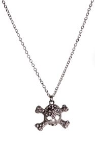 Rhinestone Skull with Crossbones Pendant