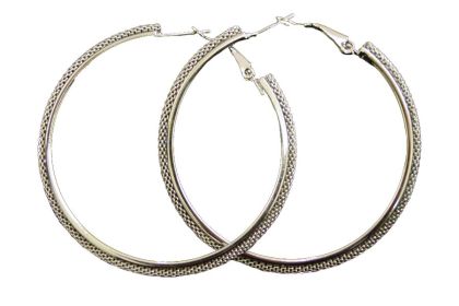 Mesh Hoop Earring, 2", antq slv