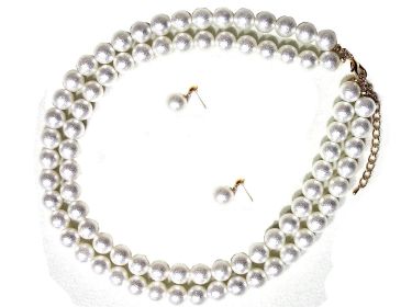 Set, Double Layered Pearl Choker, 18"