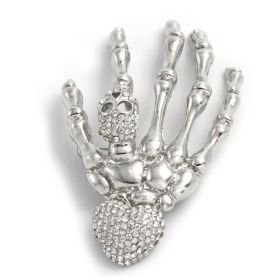 Brooch Skeleton Hand Rhinestone