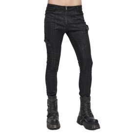 Black Tech. Print Pants With Buckles-L