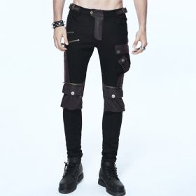 Punk Cotton Pants with Knee Pockets and Holster Detail - XL