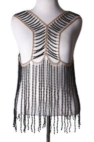 Chunky Pearl Chain Vest - BLK