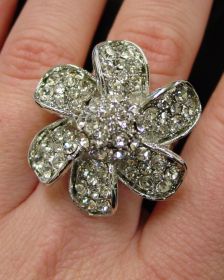 Stretch Ring Flower- Silver