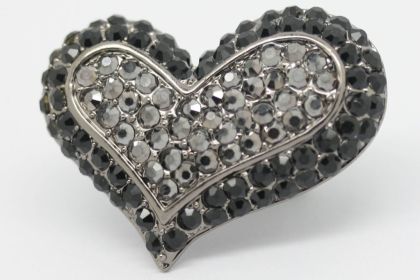 Stretch Ring Heart- Two Tone Black