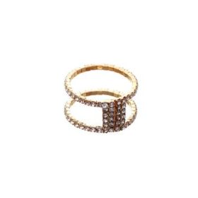 2 Line Rhinestone open ring adjustable