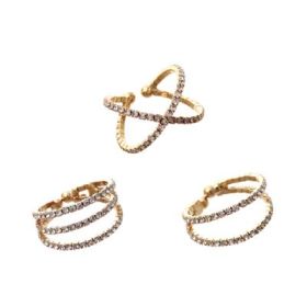 3 Ring Stretch set Rhinestones, Gold