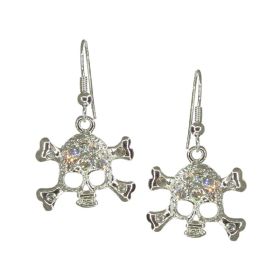 Skull Rhinestone Earring Silver