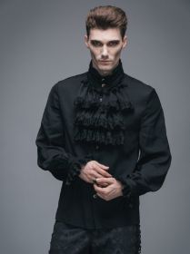 Black Gothic Flounce tie shirt-S