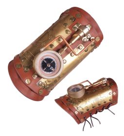 Steampunk arm sleeve with compass-brown