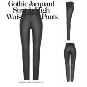 Gothic Jacquard stretch hi-waist tight pants-2XL