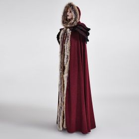 Gothic wool collar long cloak - RED