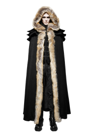 Gothic wool collar long cloak - BLK