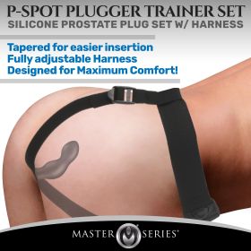 P-Spot Plugger Trainer Set Silicone 3 Piece Prostate Plug Set with Harness