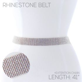 13 row rhinestone belt, 41" + extension, gold