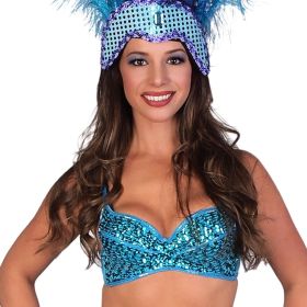 Sequin Top with Beads - Turquoise- Plus Size 44D