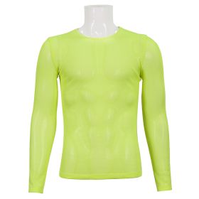 Mesh Long-Sleeves T-Shirt, Neon Yellow-S