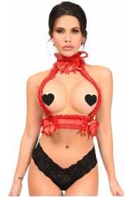 Kitten Collection Red/Red Lace Double Strap Body Harness (size: Regular)