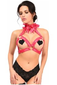 Kitten Collection Fuchsia/Fuchsia Lace Triangle Top Body Harness (size: Regular)