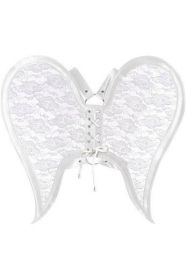 White/White Faux Leather & Lace Angel Wing Body Harness (size: Queen)