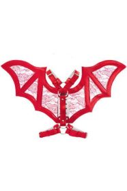 Red/Red Faux Leather & Lace Wing Harness (size: Queen)