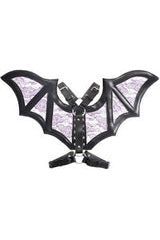 Black/Purple Faux Leather & Lace Wing Harness (size: Queen)