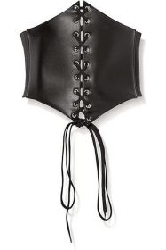 Lavish Black Faux Leather Corset Belt Cincher (size: small)