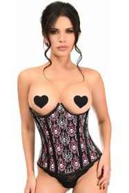 Lavish Skull Print Underwire Open Cup Underbust Corset (size: small)