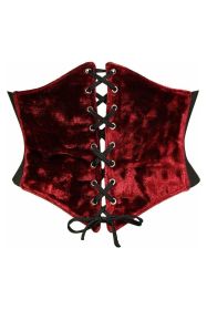 Lavish Dark Red Crushed Velvet Corset Belt Cincher (size: small)