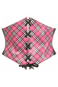 Lavish Pink Plaid Lace-Up Corset Belt Cincher (size: small)