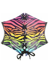 Lavish Rainbow Animal Print Lace-Up Corset Belt Cincher (size: small)