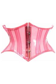 Lavish Clear Pink Curvy Cut Mini Cincher Corset (size: small)